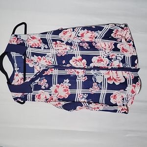 Elle Navy Floral Button Down Top XL